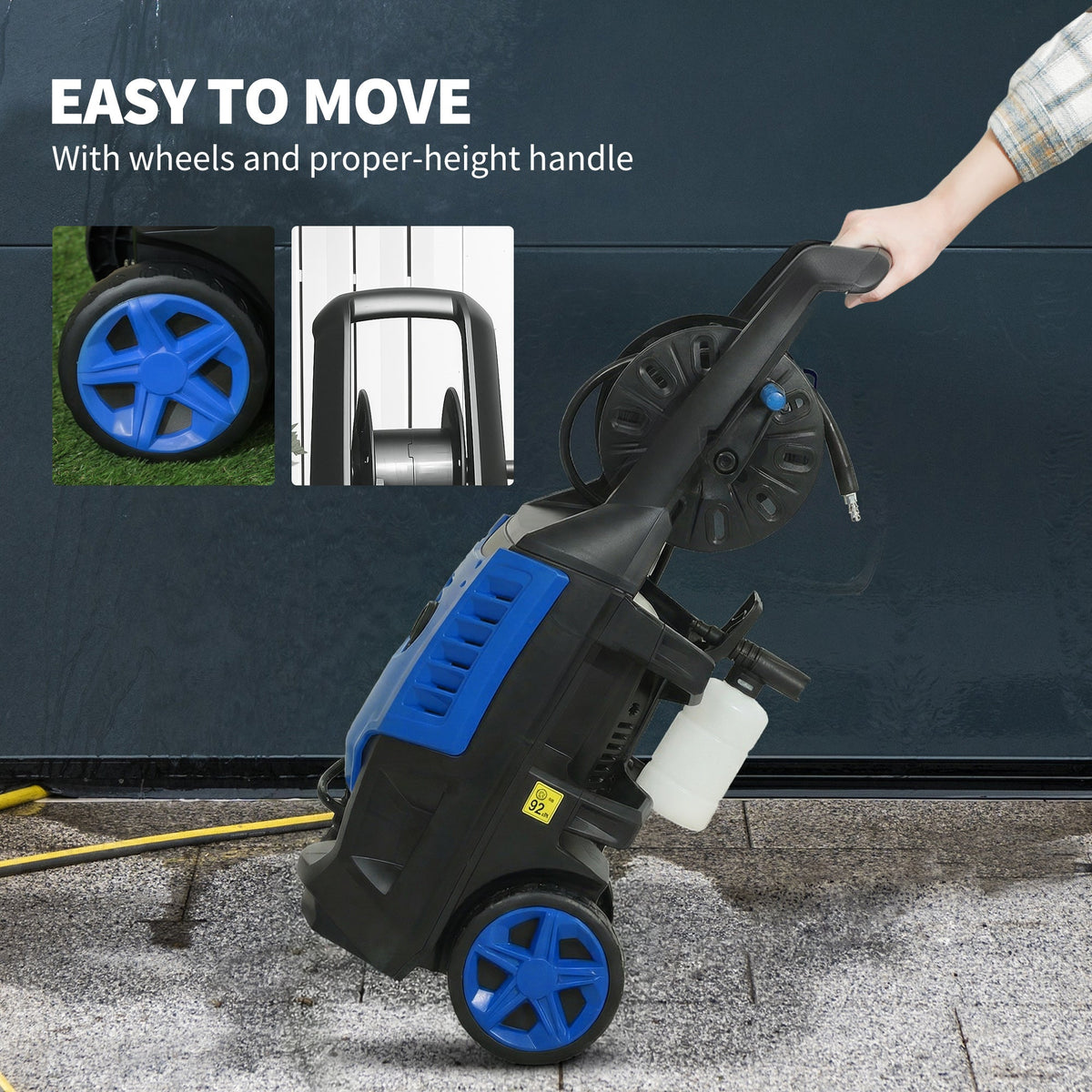 Outsunny 2200W High Pressure Washer, 170 Bar Pressure Washer with Adjustable Nozzle and 6M Hose, 32W x 32D x 80H cm Blue