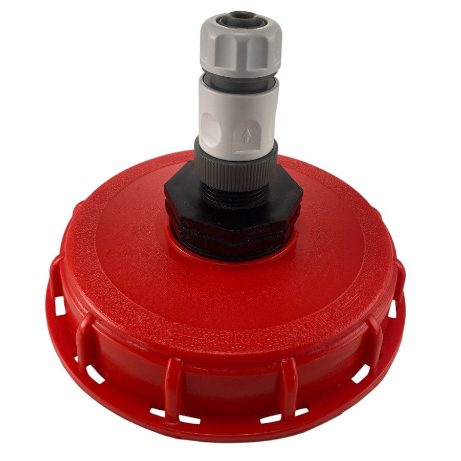 IBC 6-inch Cap Kit with ½” Hose Pipe Connector (White)
