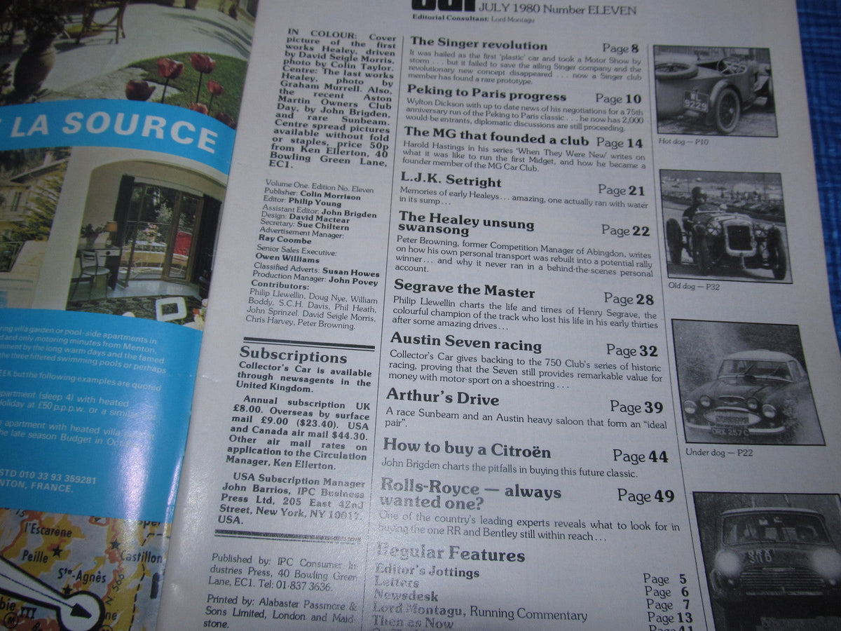 1980 JULY COLLECTORS CAR MAGAZINE / ROLLS ROYCE CITROEN MG AUSTIN 7 RACER  #bk1