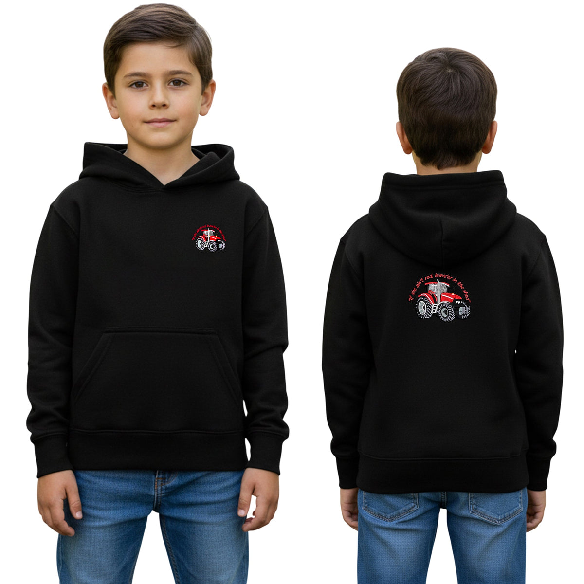 Unisex Kids Tractor Logo Embroidered Hoodie