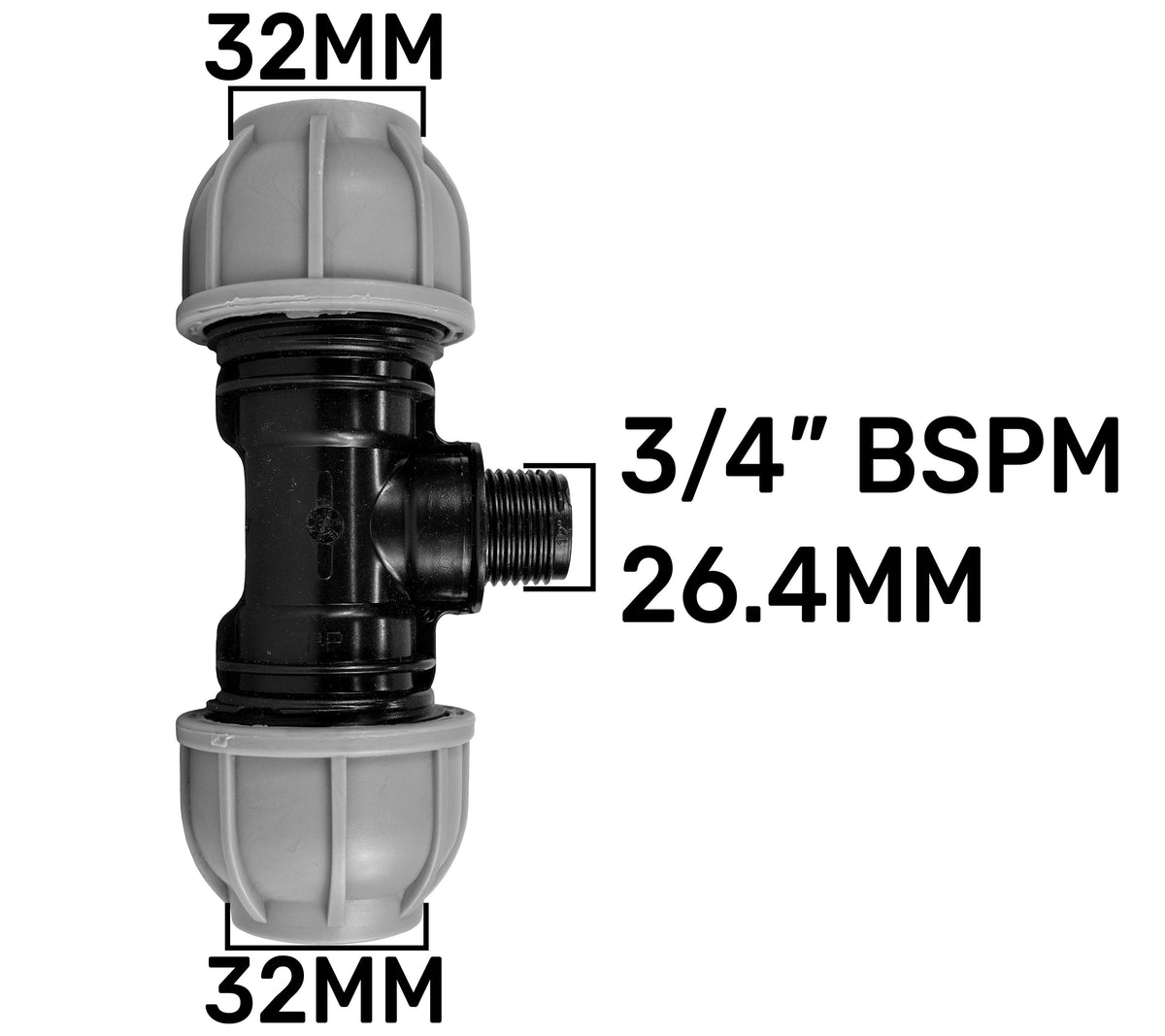Tap Splitter with Valves and 32mm MDPE Tee/Straight Fittings Kit