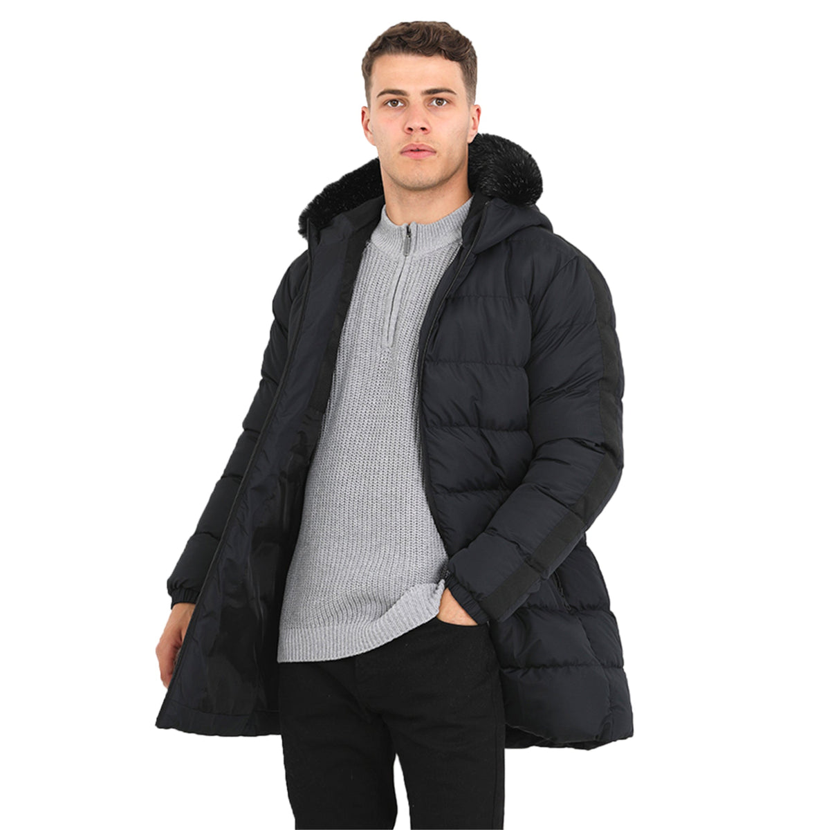 Mens ALTHAM Padded Hooded Longline Jacket