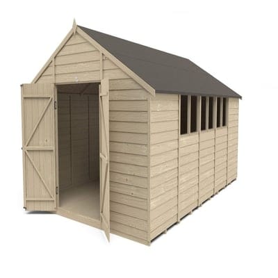 4LIFE Overlap Pressure Treated Apex Shed Double Door - All Sizes