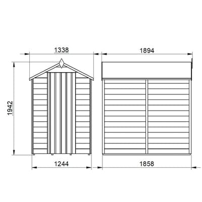 4LIFE Overlap Pressure Treated 6ft x 4ft Apex Shed - No Window