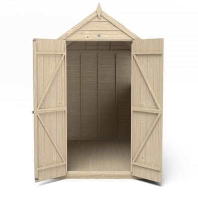 4LIFE Overlap Pressure Treated 8ft x 6ft Apex Shed - Double Door, 4 Windows