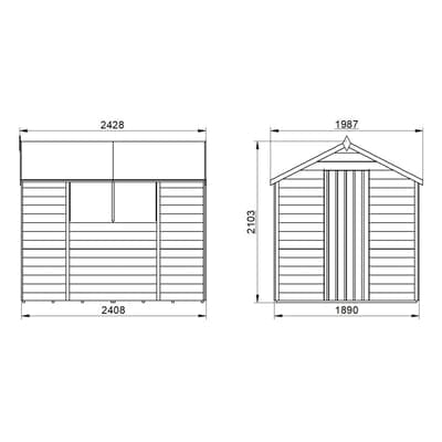4LIFE Overlap Pressure Treated 8ft x 6ft Apex Shed