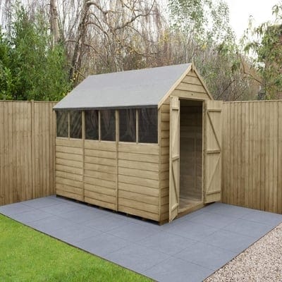 4LIFE Overlap Pressure Treated Apex Shed Double Door - All Sizes