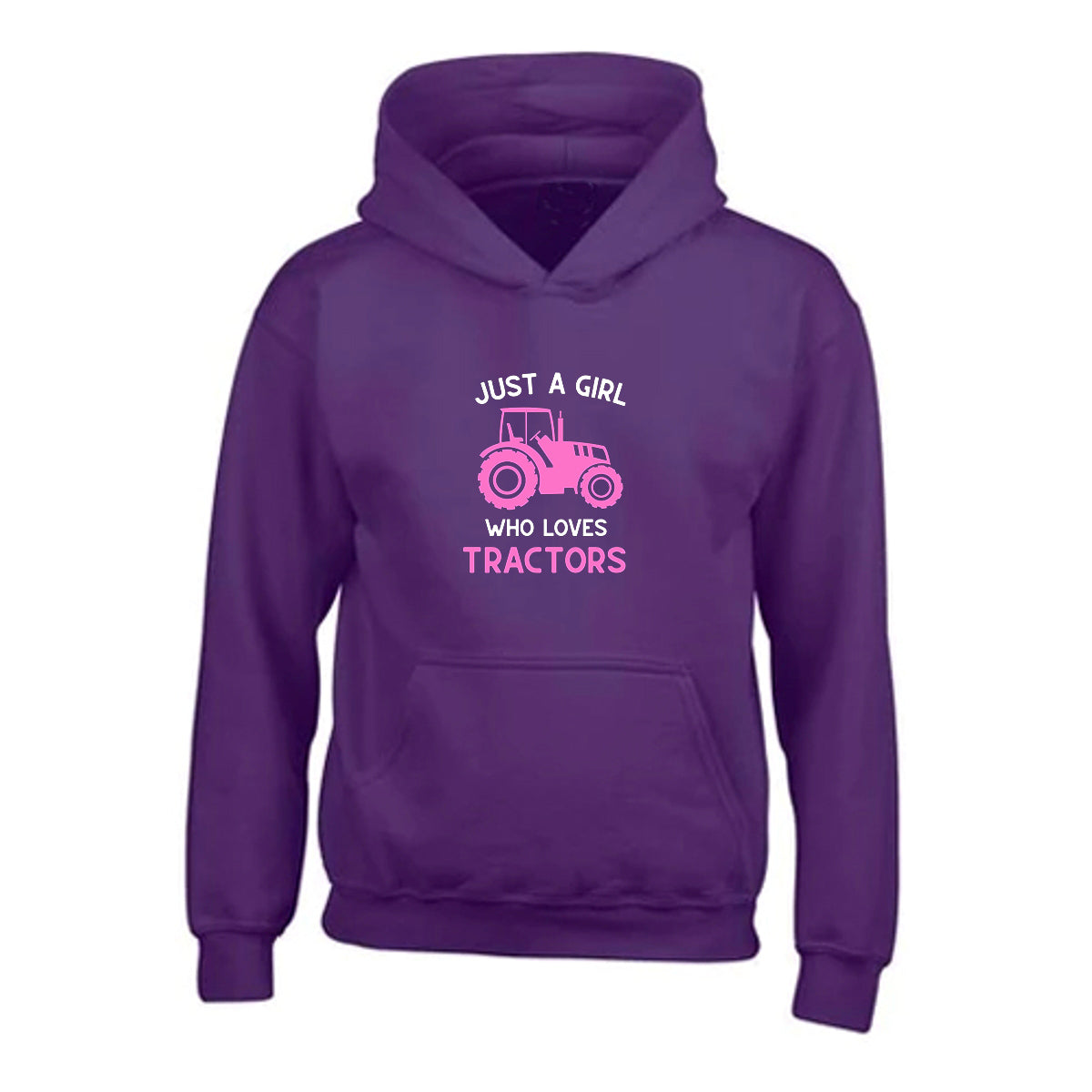 Kids "JUST A GIRL WHO LOVES TRACTORS" Printed Hoodie