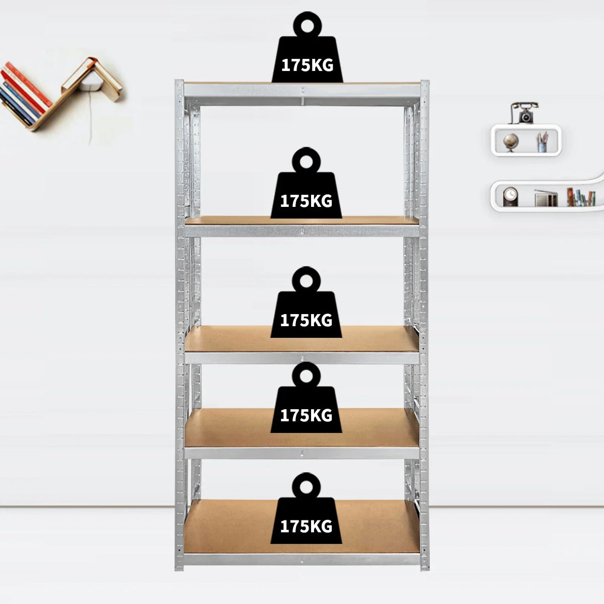 5 Tier Garage Shelves Metal Storage Shelves,Heavy-Duty Shelving Units,Boltless Assembly for Warehouse Office,875 kg Capacity