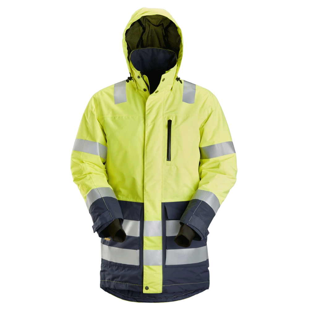 Snickers 1830 AllroundWork, Hi-Vis Waterproof Parka Jacket Class 3 Various Colours
