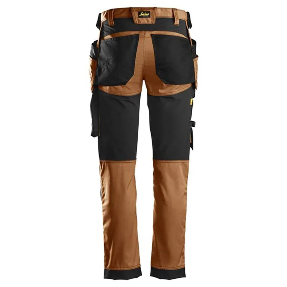Snickers 6241 AllroundWork, Stretch Work Knee Pad Trousers Holster Pockets Brown