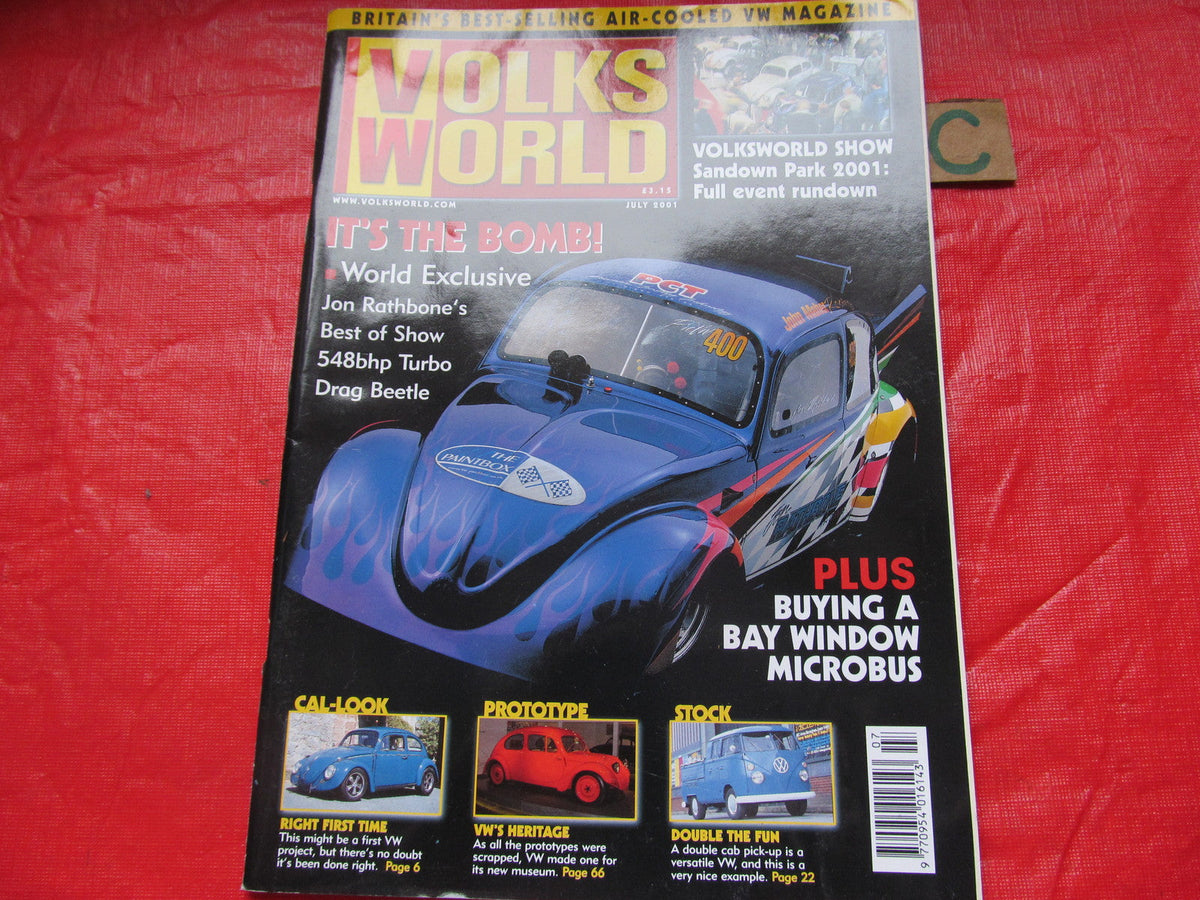 VOLKS WORLD VW MAGAZINE July 2001 548 TURBO DRAG BEETLE-PICK UP-CAL LOOK-BAY BUS
