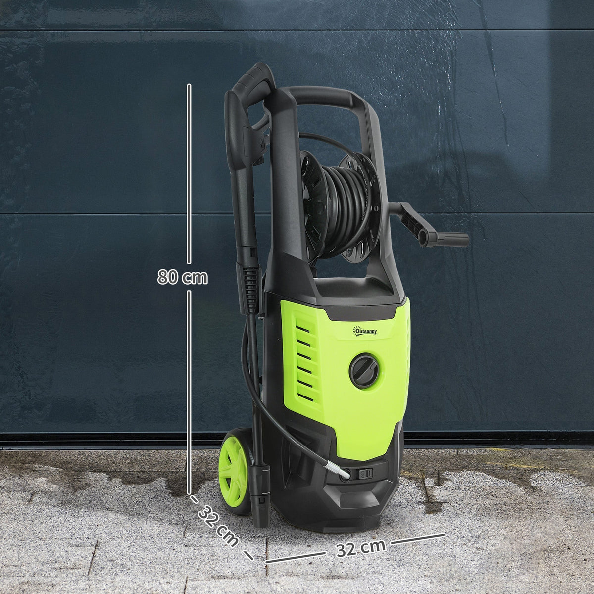Outsunny 2200W High Pressure Washer, 170 Bar Pressure, 420 L/h Flow, Portable Electric Power Washer Jet Wash Cleaner with Adjustable Nozzle 6M Hose and Hose Reel for Home Patio Car Driveway