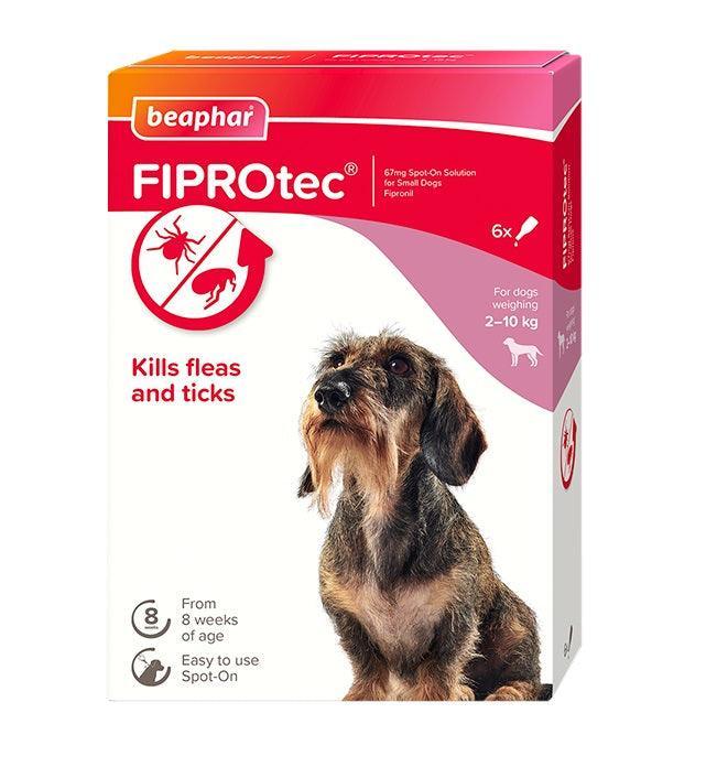 Beaphar FIPROtec Flea and Tick Spot On for Small Dogs (2-10kg) 6 pipettes - Case of 6