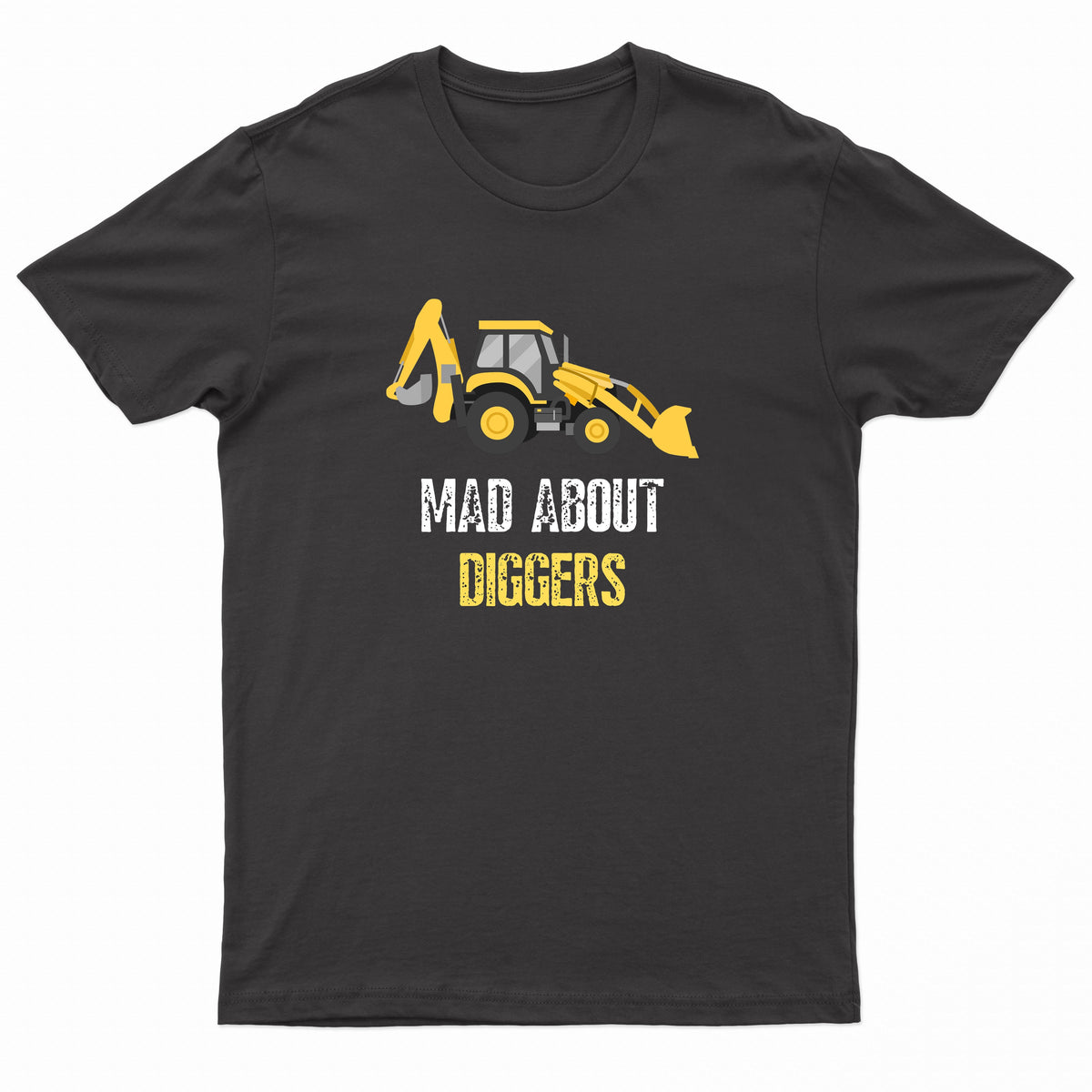Kids Unisex "MAD ABOUT DIGGERS" Excavator Printed T-Shirt
