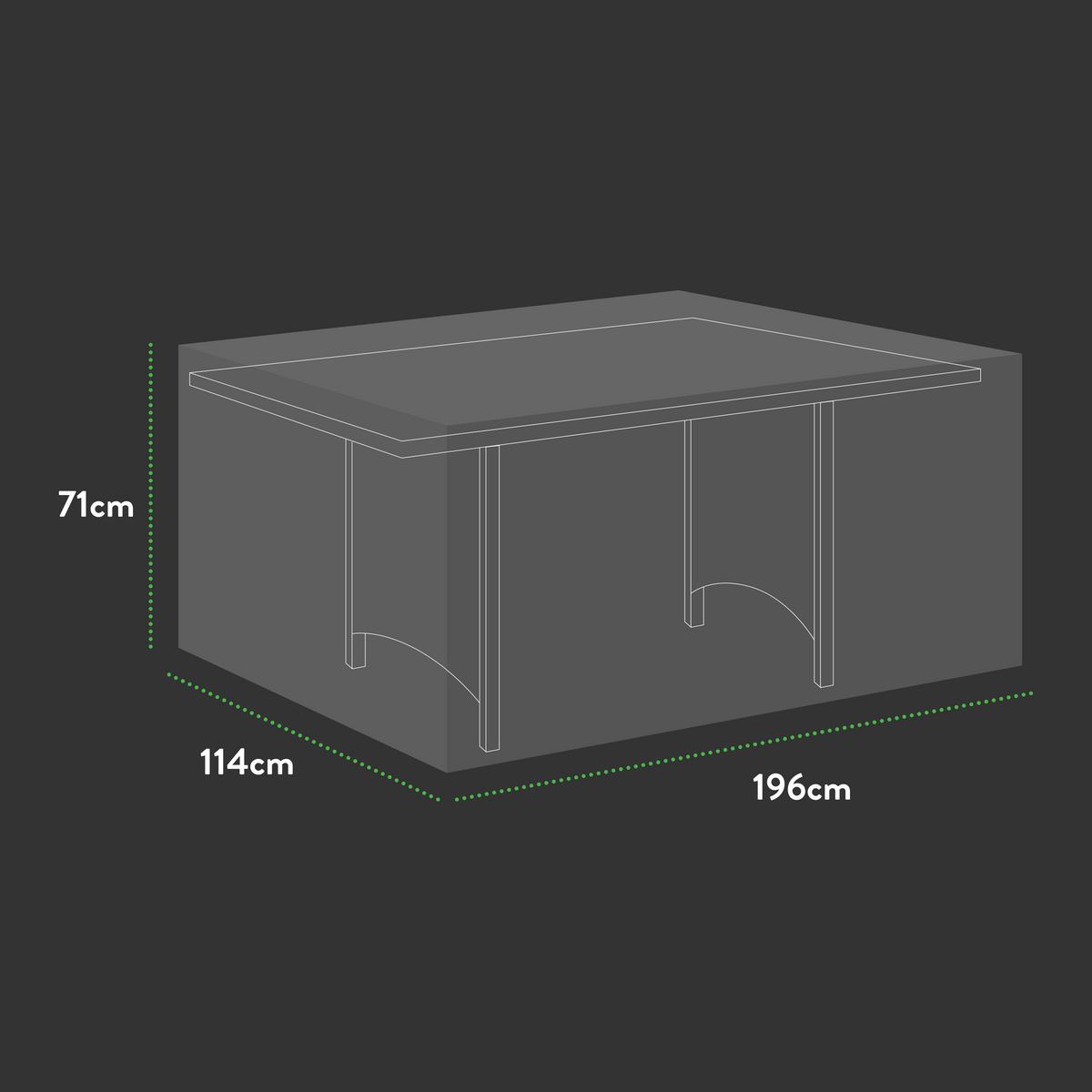 Premium Rectangular 8 seater table cover - 196 X 114 X 71 (H) cm