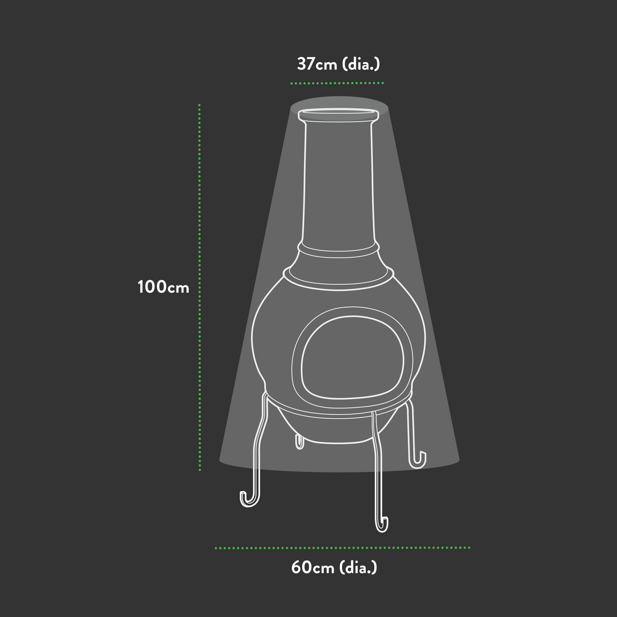 Premium Chiminea Cover - 37/60 (Dia.) X 100 (H) cm