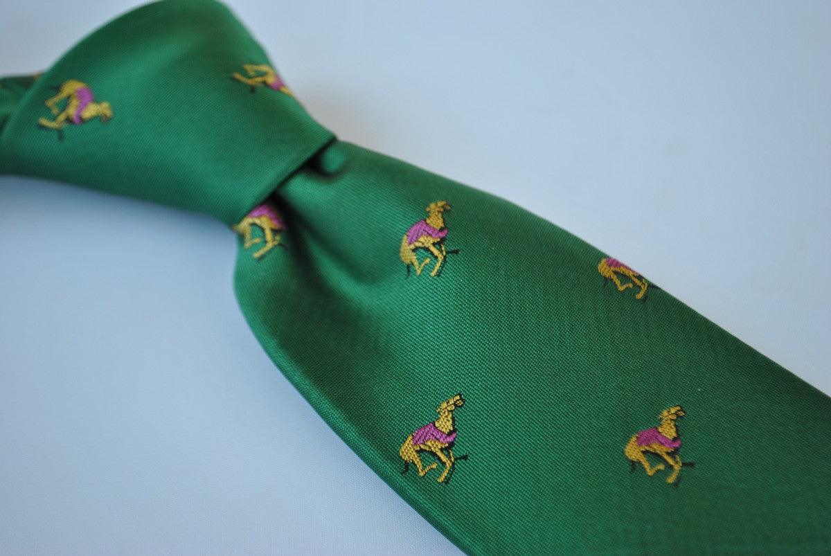 dark green with racing greyhound dog tie