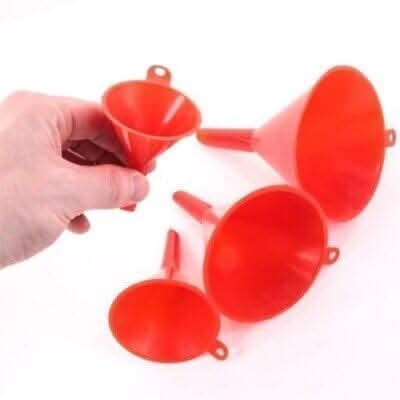 4pc Plastic Funnel Set Multi Purpose Pouring Aid for Home and Car