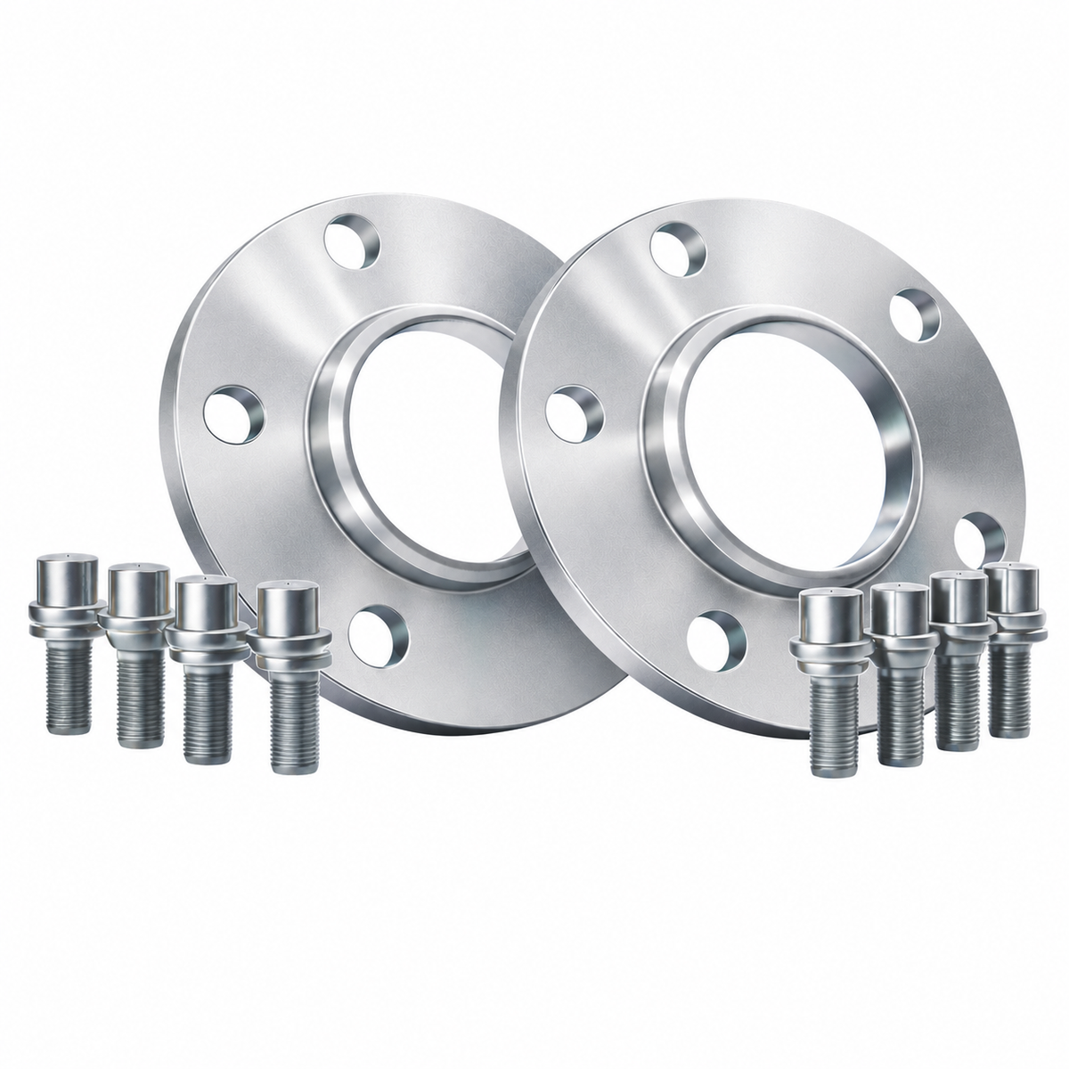 Silver Porsche Wheel Spacers 12mm 5x130 Kit with Extended O.E Bolts, HubCentric