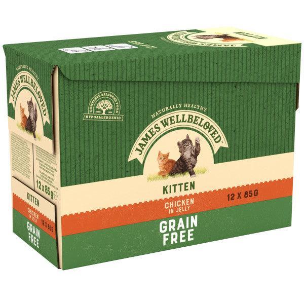 James Wellbeloved Kitten Grain Free Chicken in Jelly Wet Cat Food Pouches 12 x 85g