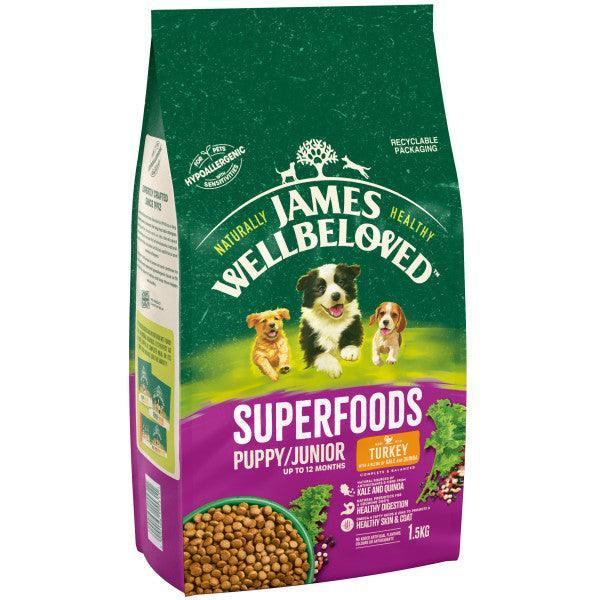 James Wellbeloved Puppy & Junior Superfoods Turkey Dry Dog Food 1.5kg