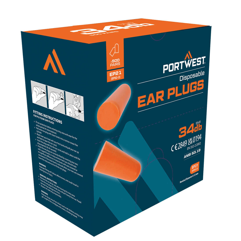 Portwest EP21 Ear Plug Dispenser Refill Pack (500 pairs)