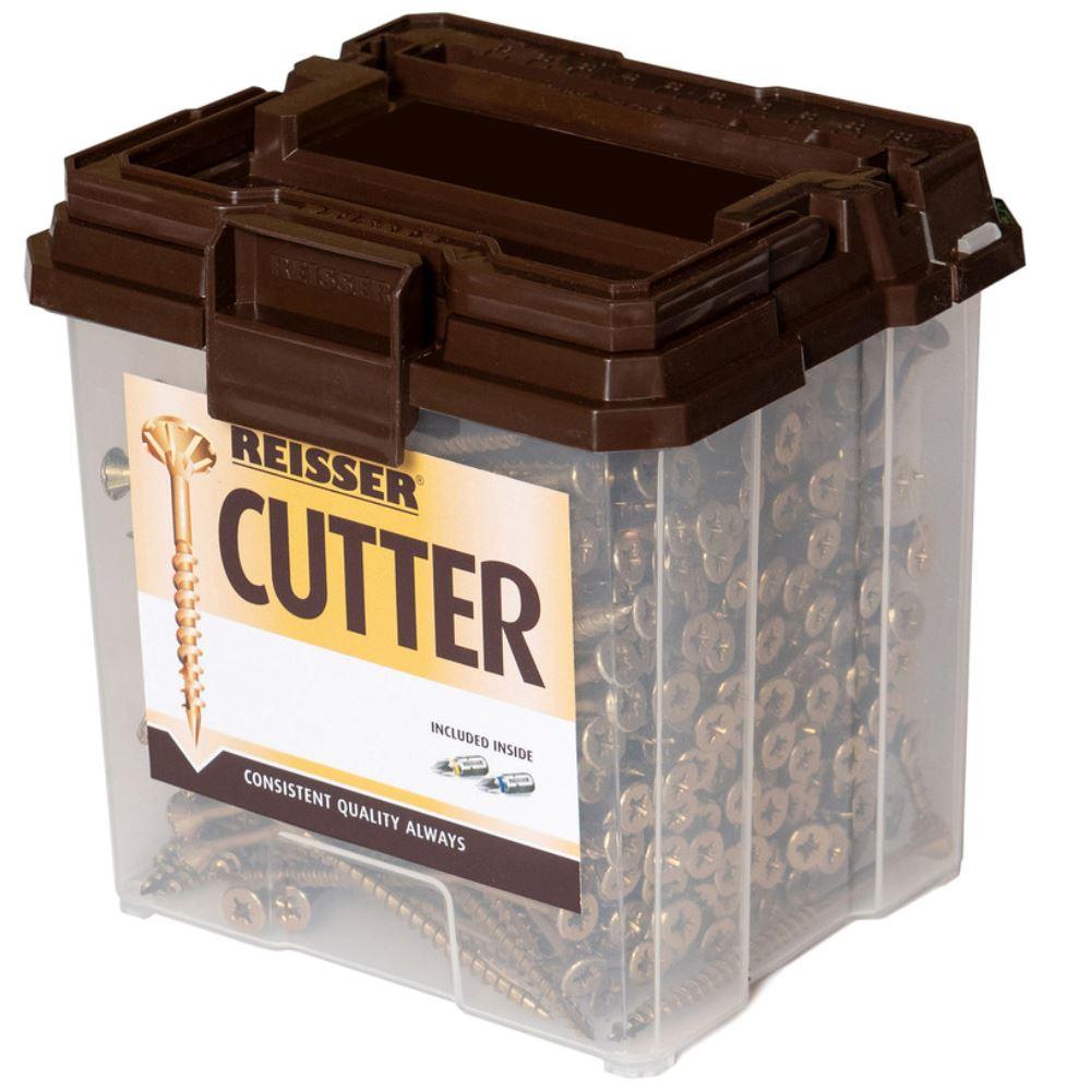 Reisser 4.0 x 35mm Cutter Countersink Wood Screw Tub - 1400 pcs with 2 Pozi Bits - 8221435PB