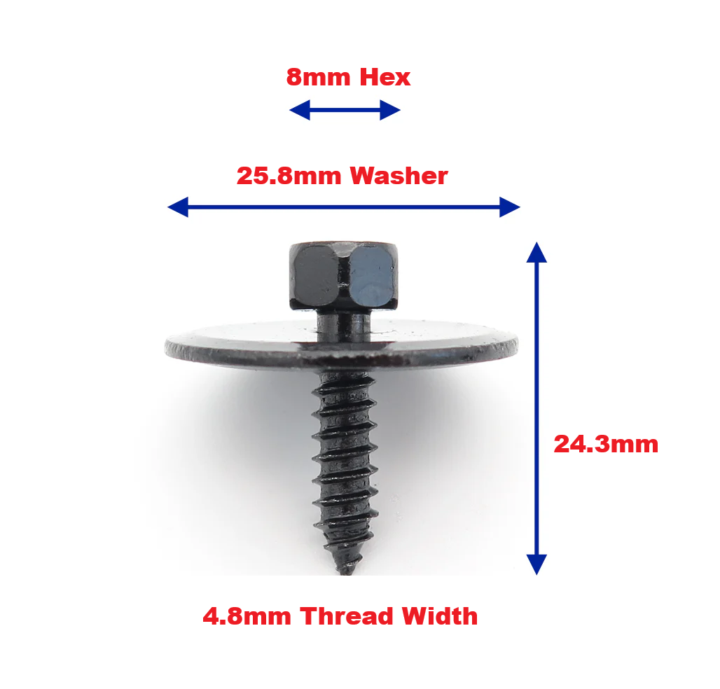 Universal Trim Clip & Coated Screw Sets - Undertray Splash Guard Panel Fastening Kit