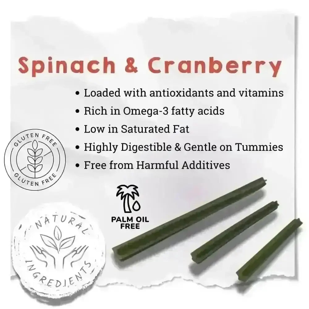 Spinach & Cranberry Chew Stick Vegetable Chew For Dogs
