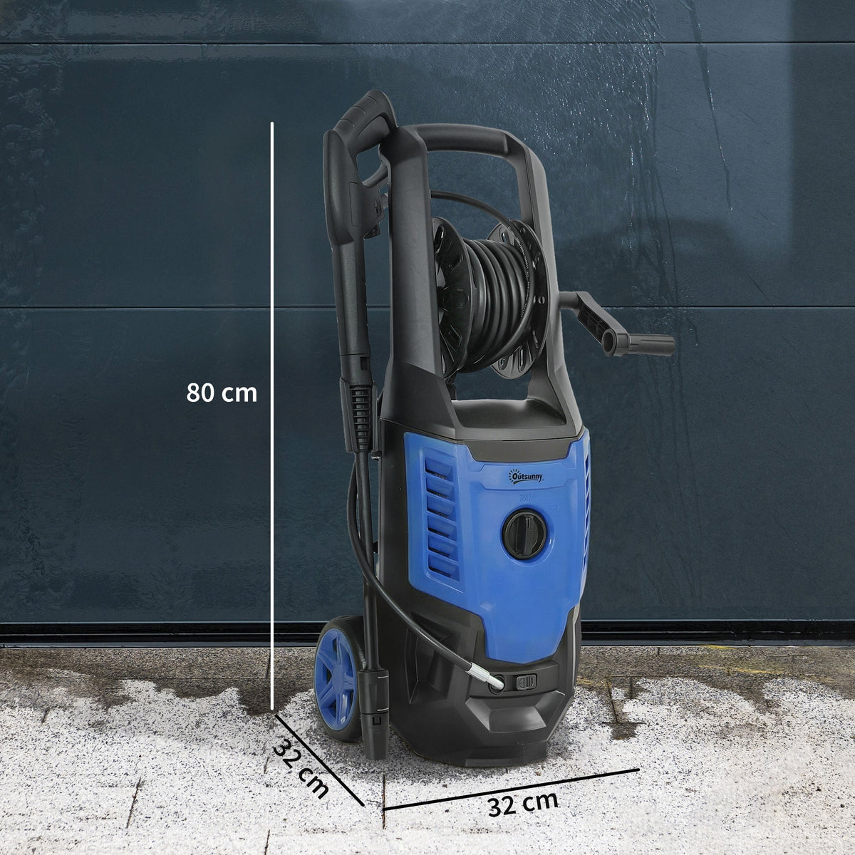 Outsunny 2200W High Pressure Washer, 170 Bar Pressure Washer with Adjustable Nozzle and 6M Hose, 32W x 32D x 80H cm Blue