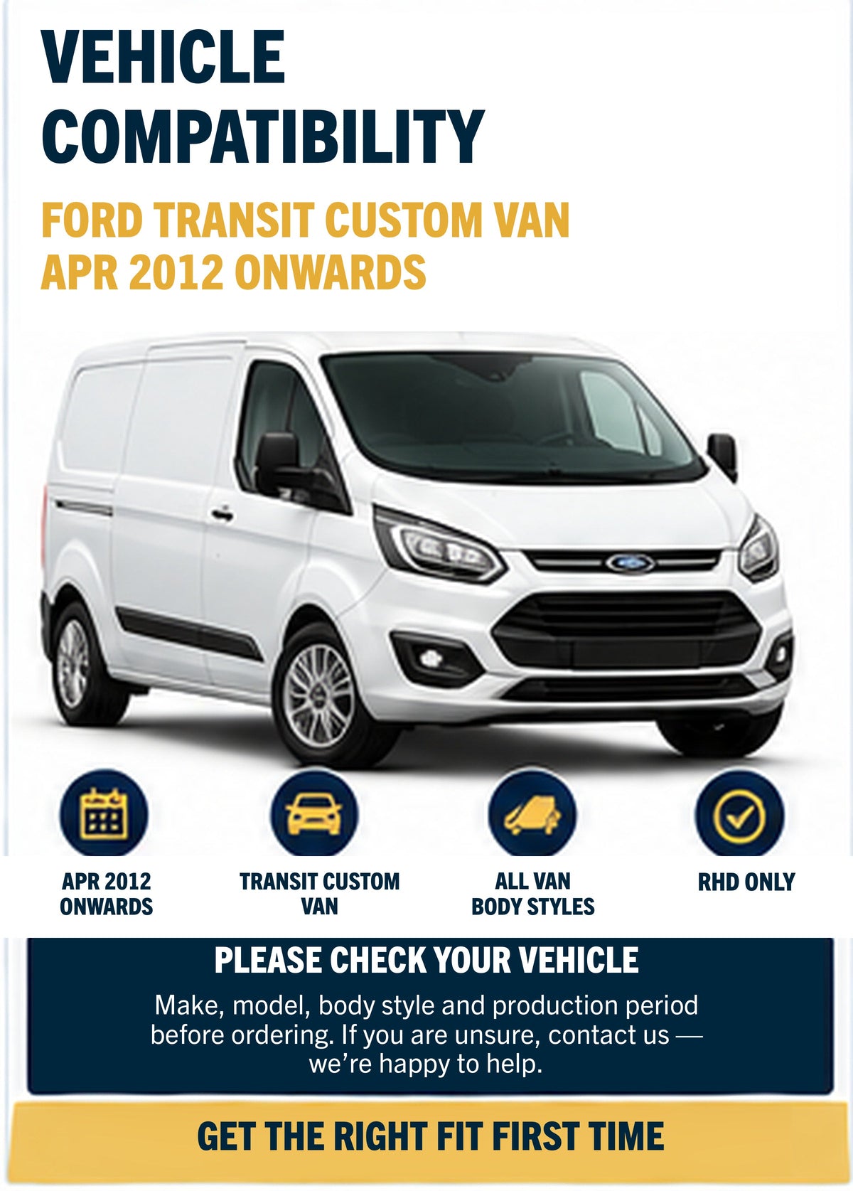 FORD TRANSIT CUSTOM Van Apr 2012 Onwards Wiper Blade Kit
