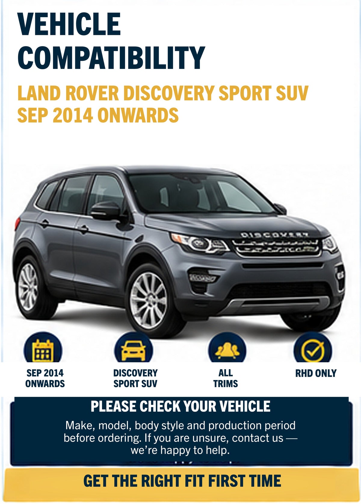 LAND ROVER DISCOVERY SPORT SUV Sep 2014 Onwards Wiper Blade Set
