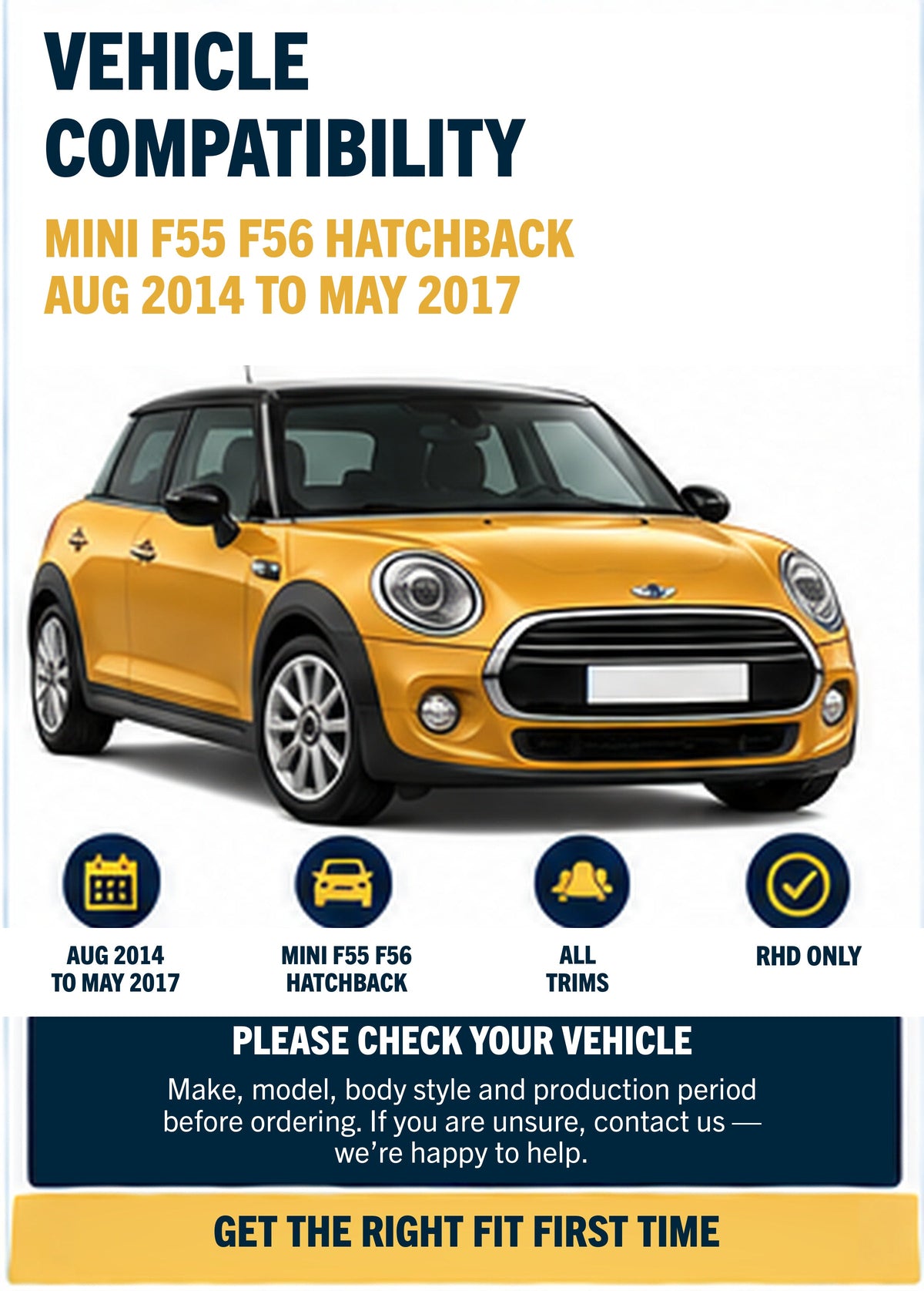 MINI MINI F55 F56 Hatchback Aug 2014 to May 2017 Wiper Blade Set