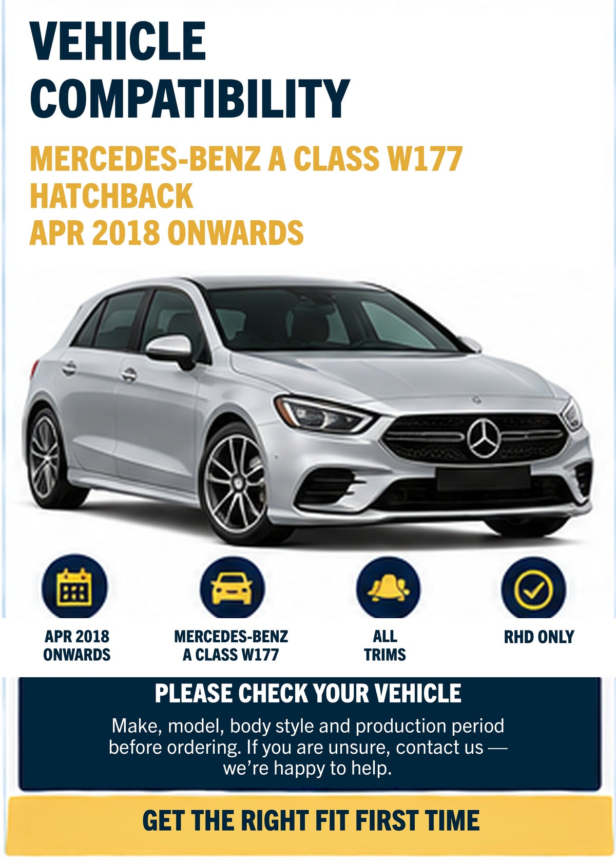 Mercedes-Benz A Class W177 Hatchback Apr 2018 Onwards Wiper Blade Set