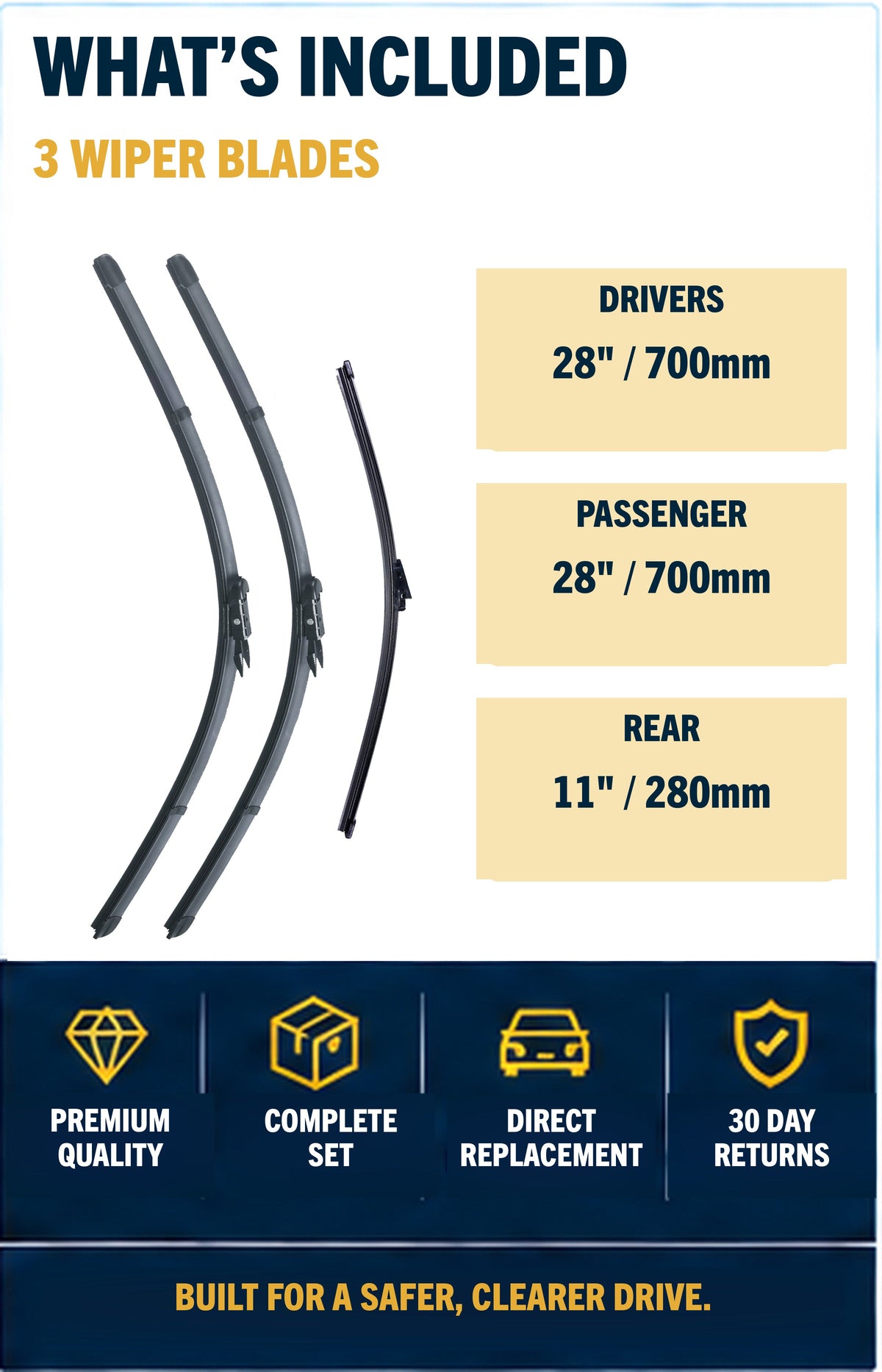 FORD KUGA SUV Jan 2013 to Apr 2020 Wiper Blade Set