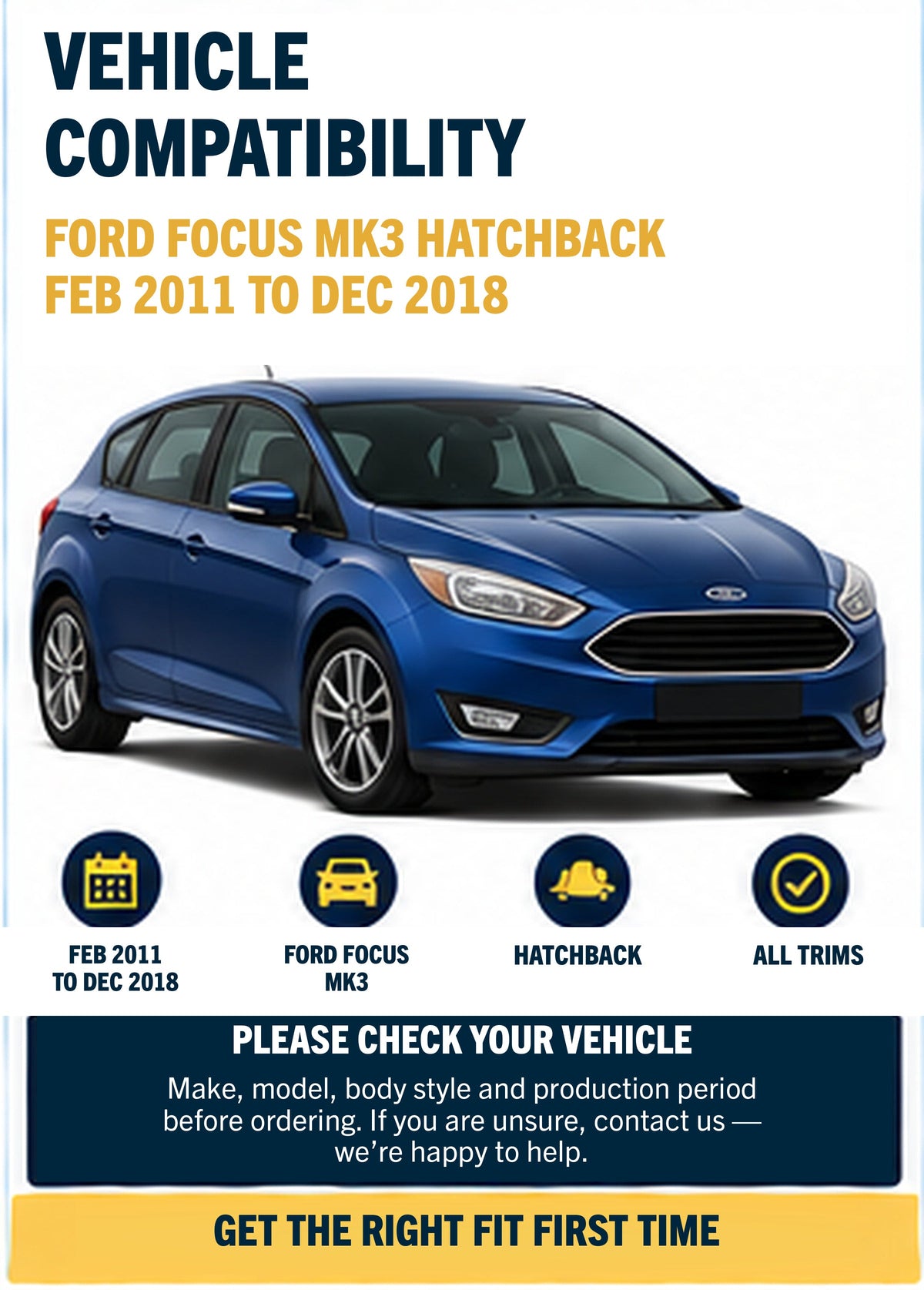 FORD FOCUS MK3 Hatchback Feb 2011 to Dec 2018 Wiper Blade Set
